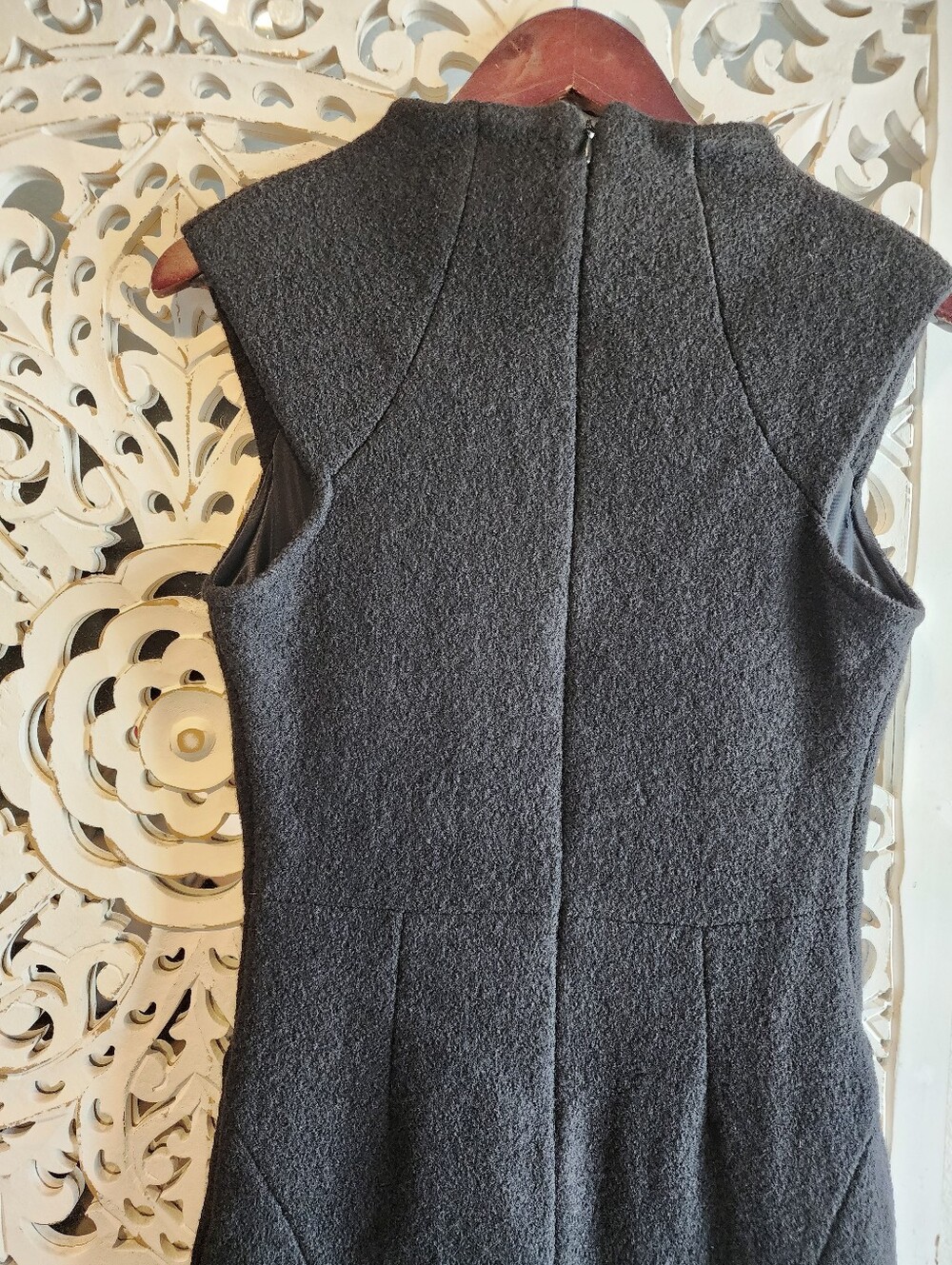 ZARA 100% WOOL HIGH NECKLINE SLEVELESS MINIBL DRESS BACK ZIPPER SIZE MEDIUM - Picture 14 of 16